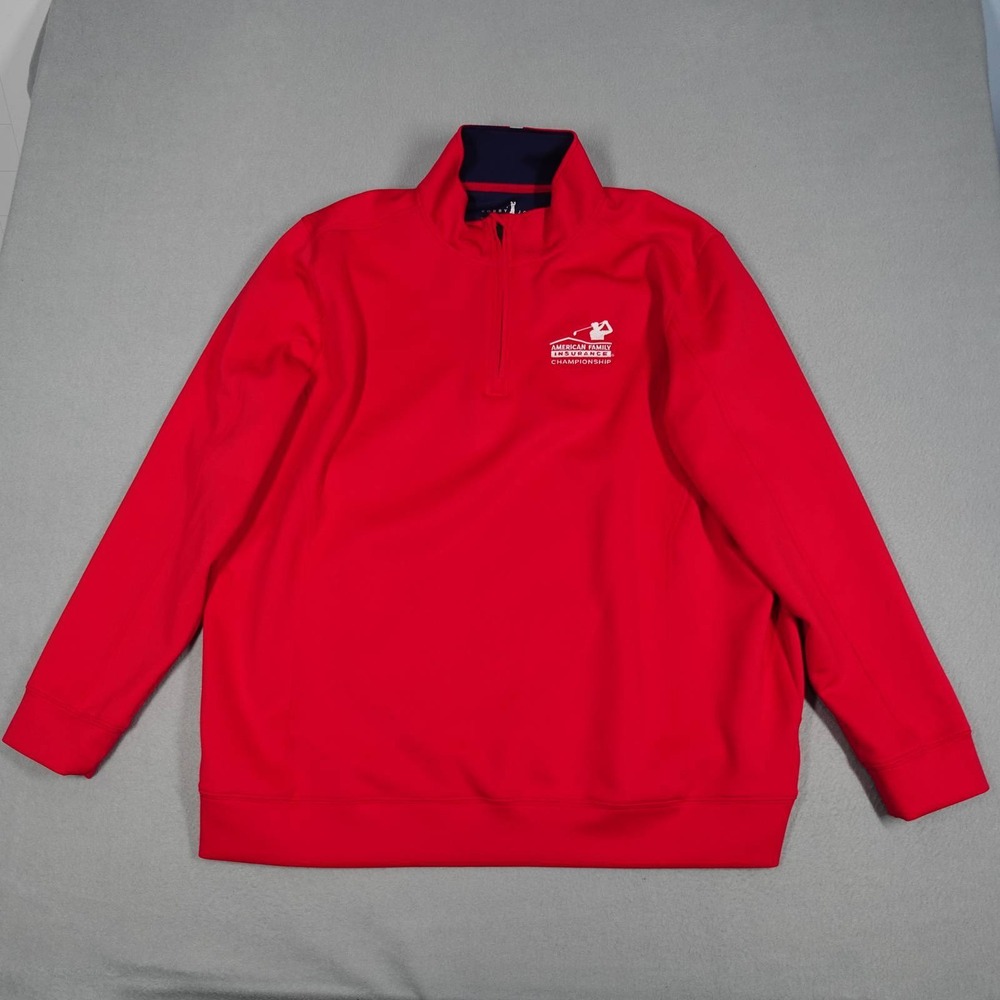 Bobby Jones Pullover Mens XXL Red 1/4 Zip H2O Performance American Family